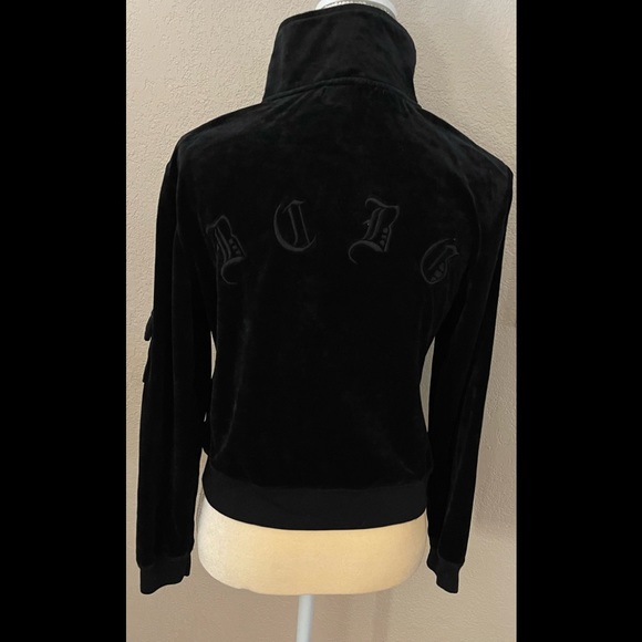 BCBGMaxAzria Black Velour Vintage Track Jacket. - Picture 3 of 9
